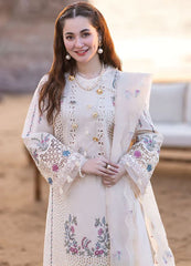 Qalamkar Off White Luxury Lawn Chikankari Embroidery Dress