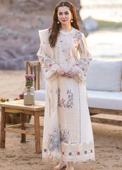 Qalamkar Off White Luxury Lawn Chikankari Embroidery Dress