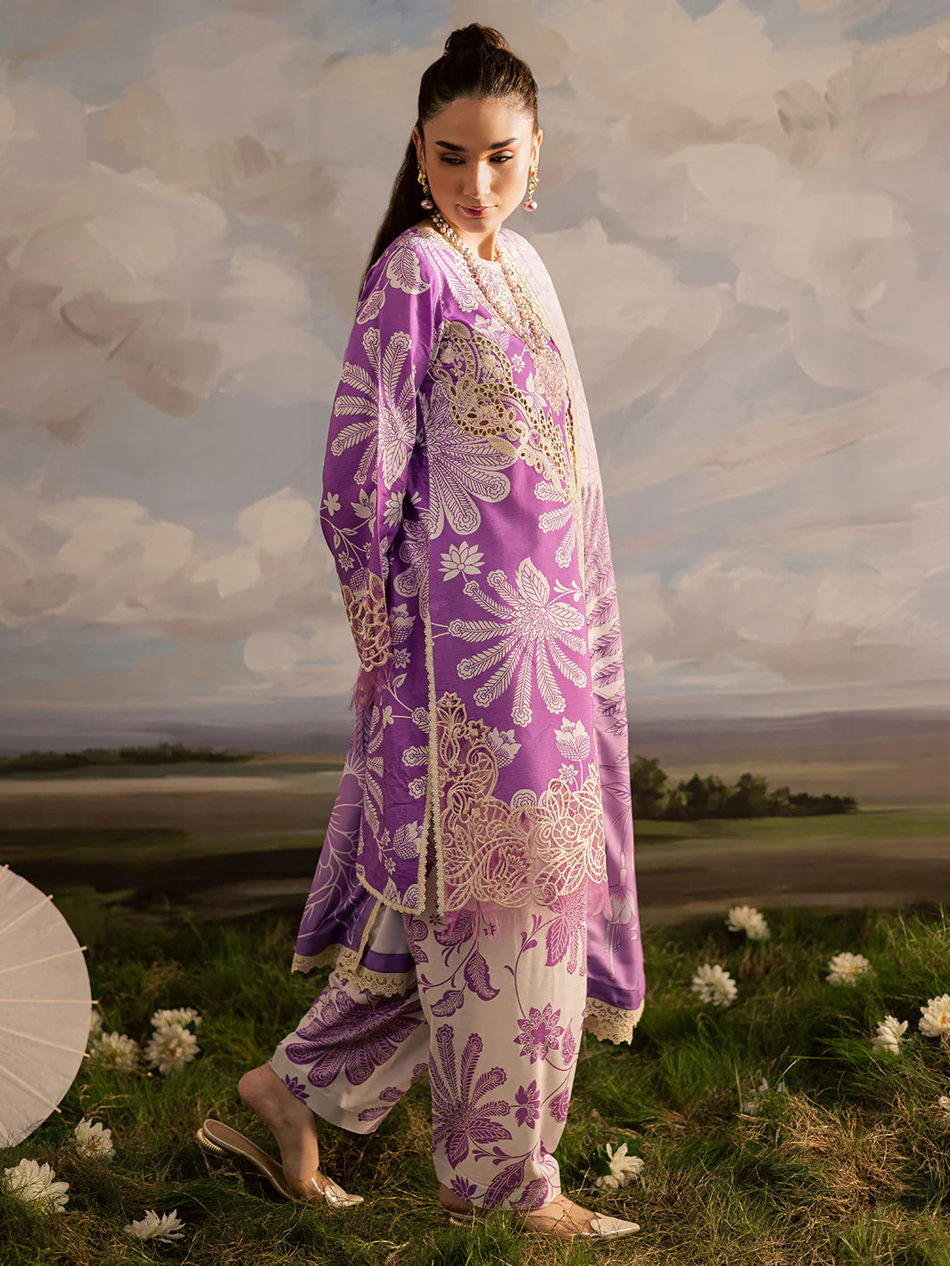 03-Piece Printed Lawn Suit - Unstitched - Kapra Collection