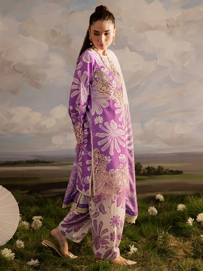 03-Piece Printed Lawn Suit - Unstitched - Kapra Collection