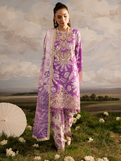 03-Piece Printed Lawn Suit - Unstitched - Kapra Collection