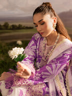 03-Piece Printed Lawn Suit - Unstitched - Kapra Collection