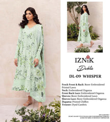 Iznik black Lawn 3piece Unstitched  Digital Printed Dress