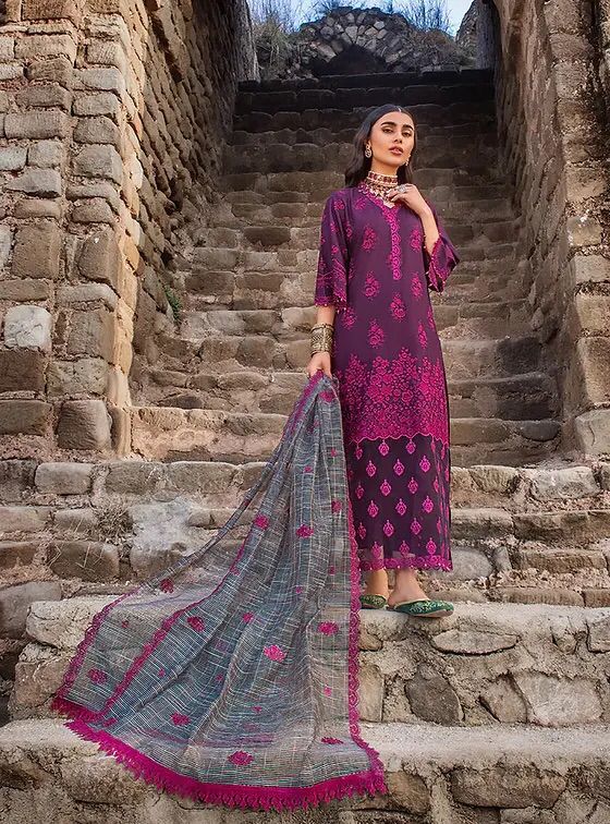 Luxury embroidered lawn collection replica unstitched - Kapra Collection