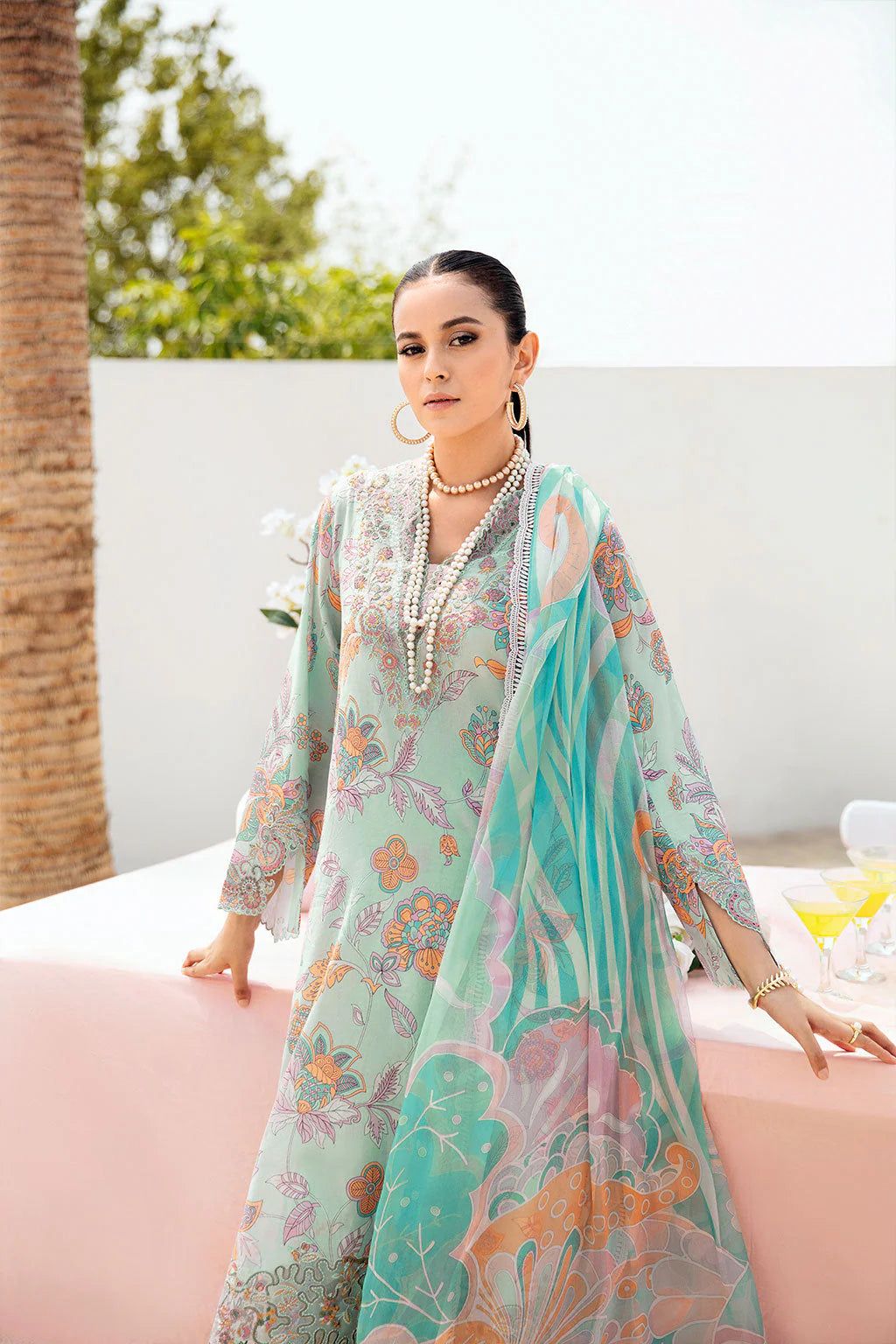 RAMSHA KHAN Latest Digital Printed Embroidered Lawn Dress