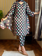03-Piece Printed Silk Suit | Unstitched - Kapra Collection