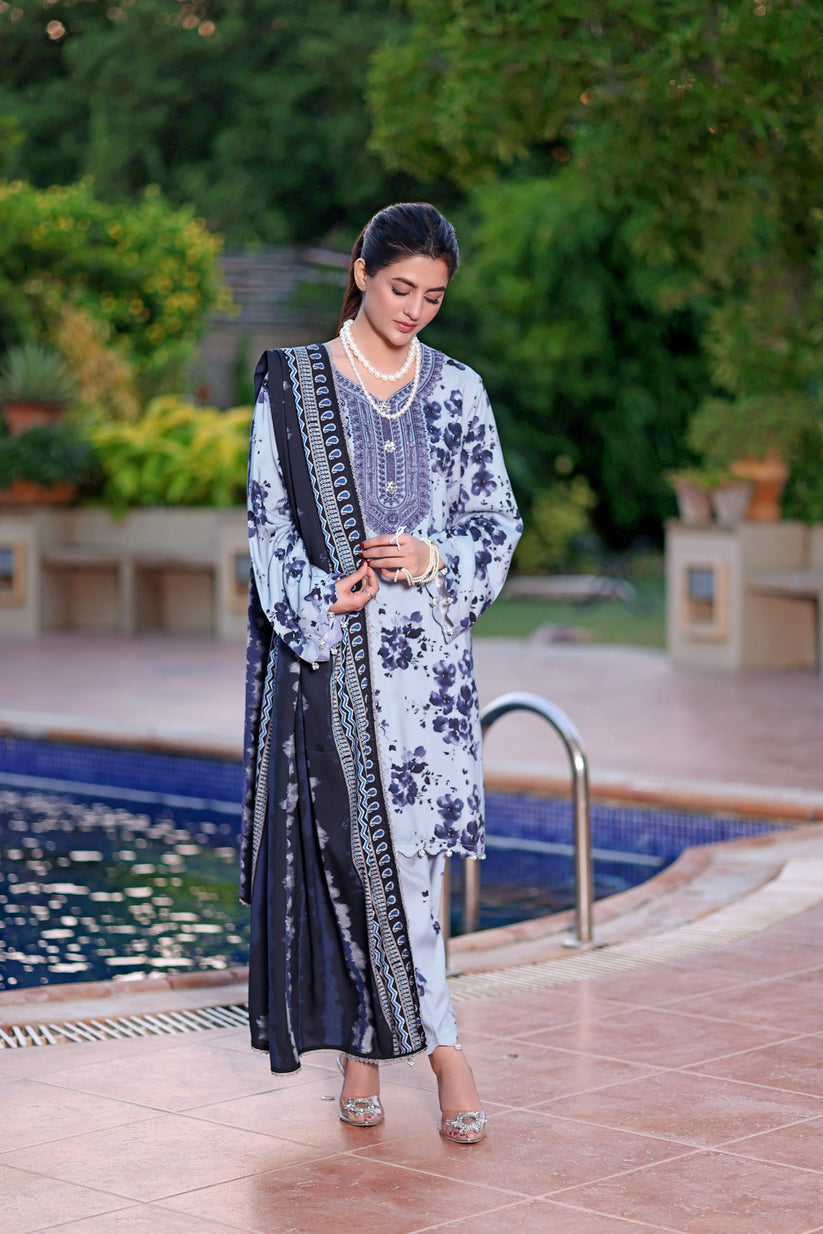 3-Piece Digital Print Embroidered Lawn Suit
