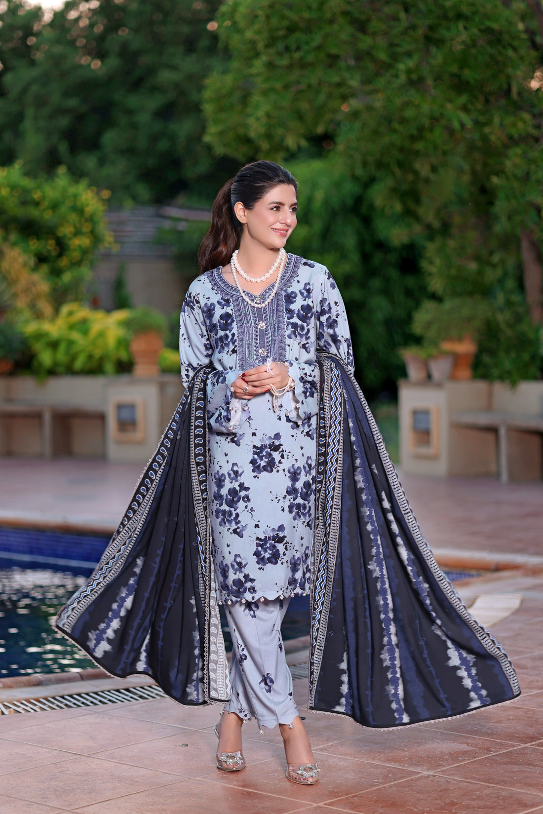 3-Piece Digital Print Embroidered Lawn Suit