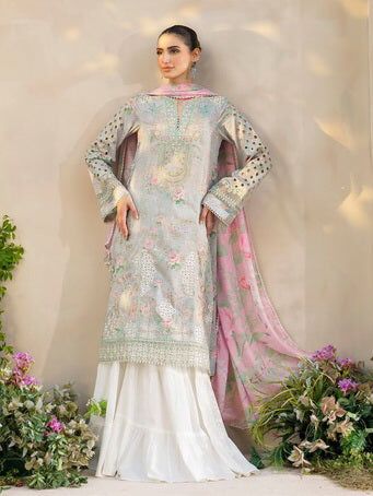 Iznik luxury Chikankari Lawn Collection Replica - Kapra Collection