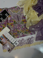 3 piece lawn Unstitched khaddi net