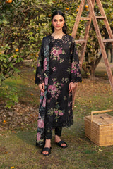 Iznik black all-over floral print dress