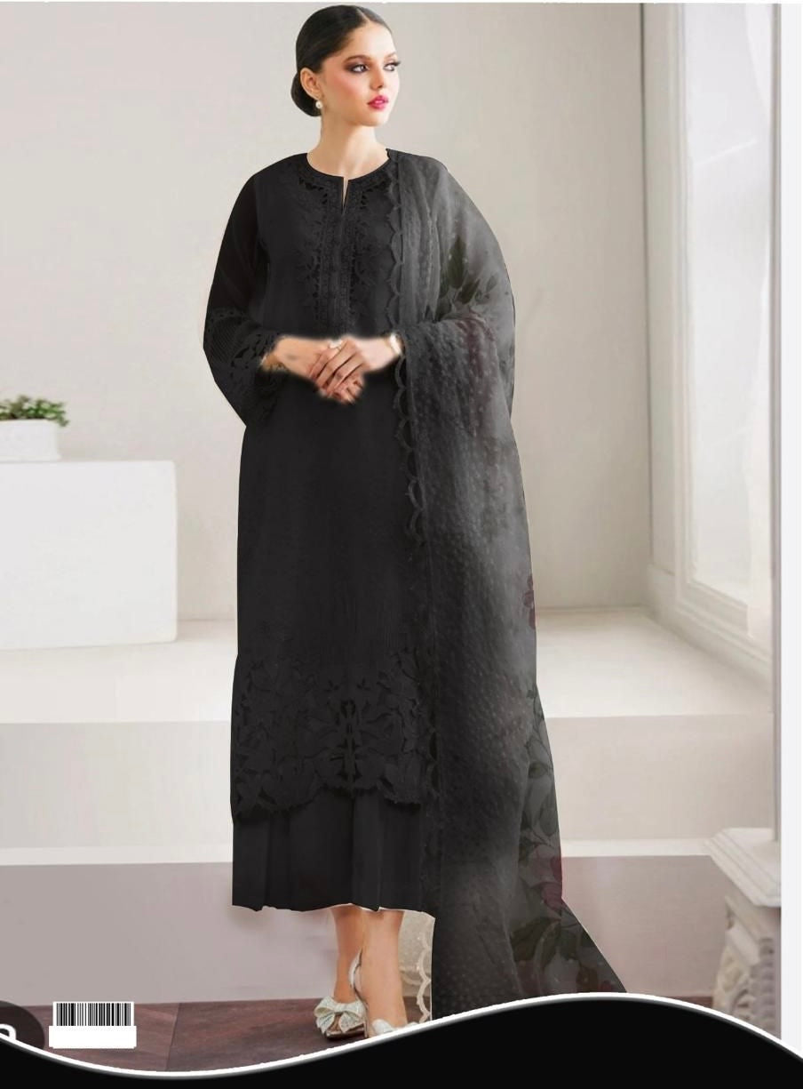 Baroque Organza Black 3piece Dress