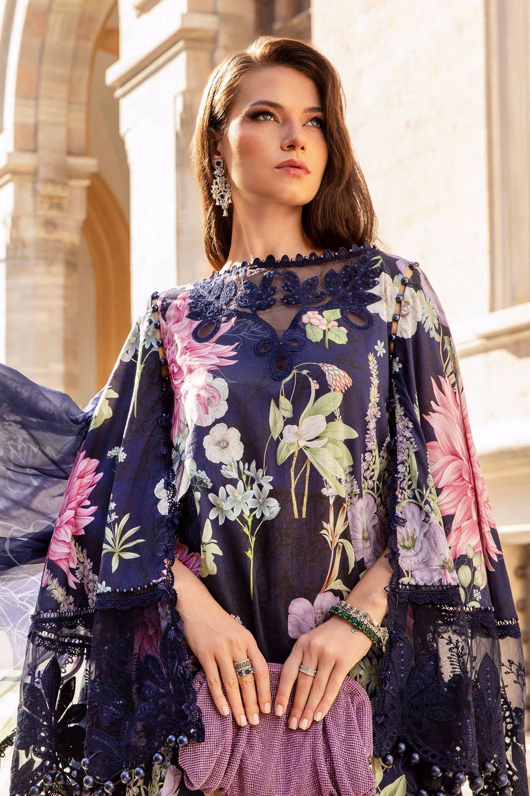 Lawn m print summer collection 3 piece unstitched digital printed suit - Kapra Collection