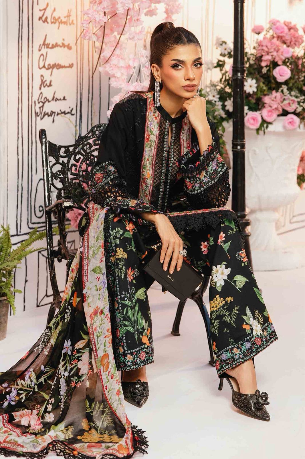 Jatt Black Lawn 3Piece Digital Printed Unstitched Dress