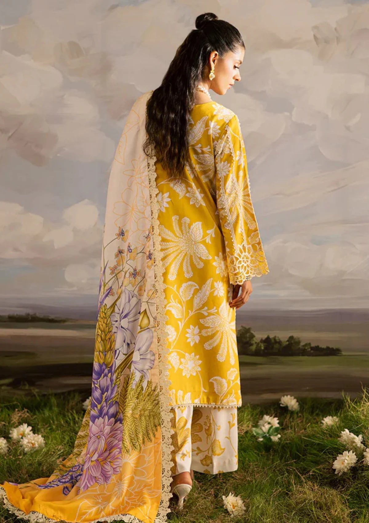 03-Piece Printed Lawn Suit - Unstitched - Kapra Collection