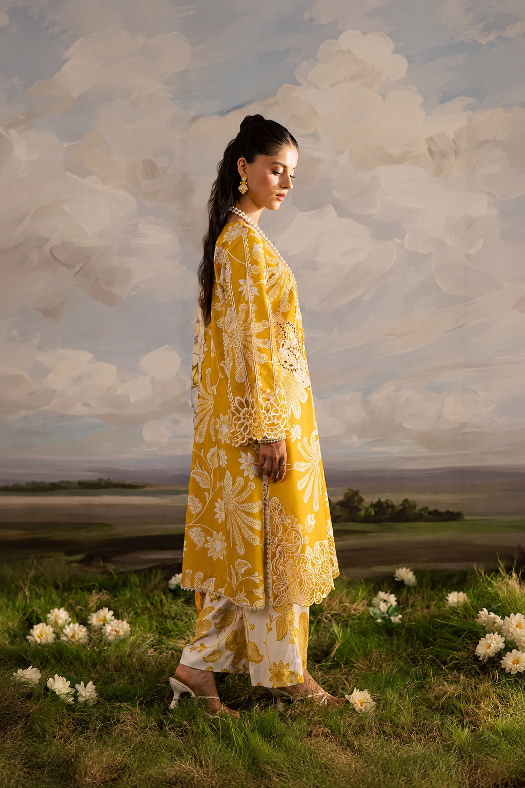 Arooj – Mahnur Inspired Mustard Lawn Suit