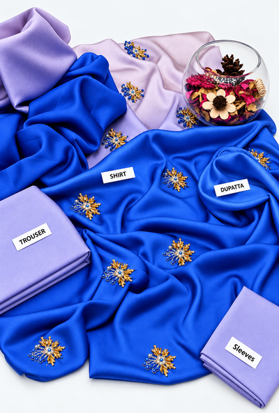 Zunera – Royal Lilac Adda Work Shamoze Silk Suit