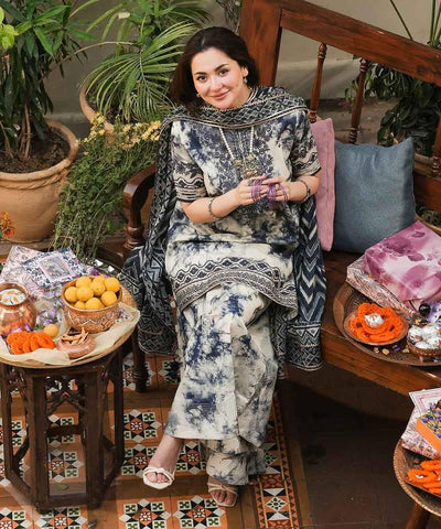 Sapphire White Digital Printed Lawn Collection - Kapra Collection