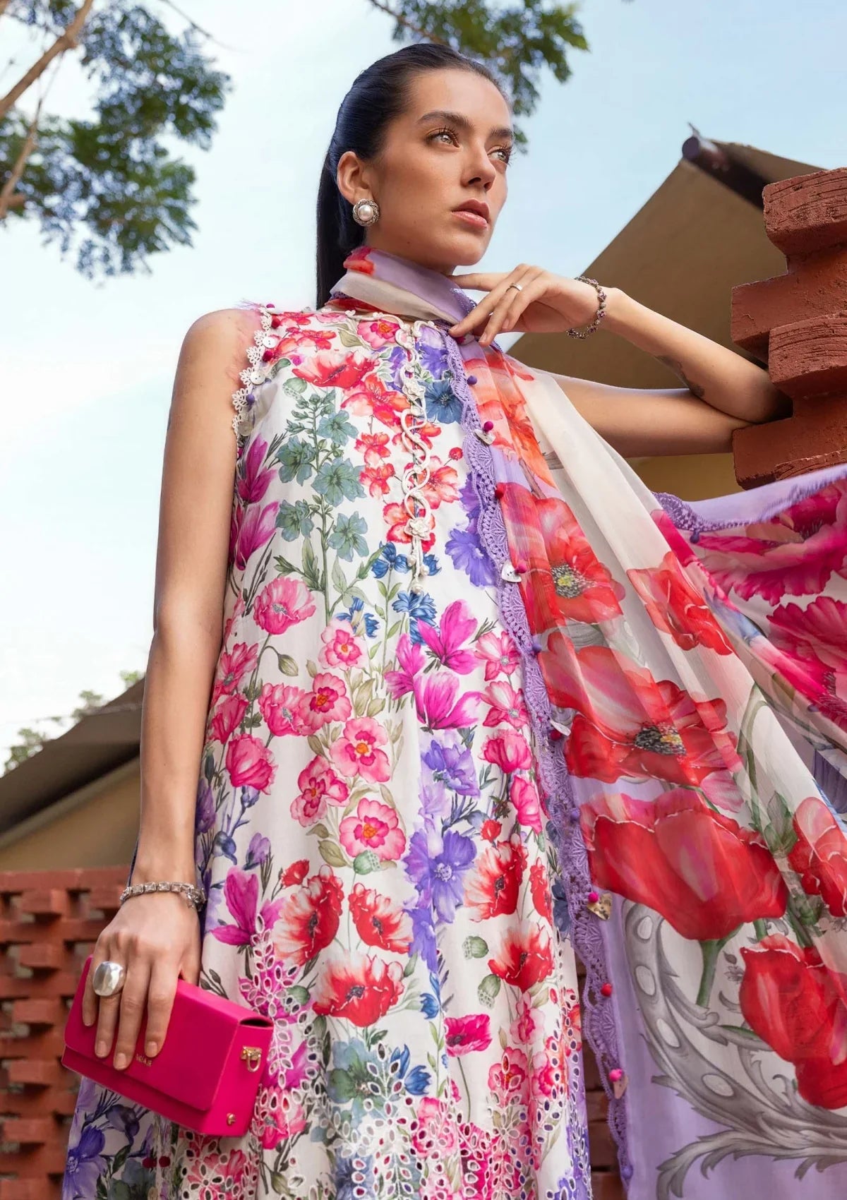 03-Piece Printd Lawn Suit - Unstitched - Kapra Collection