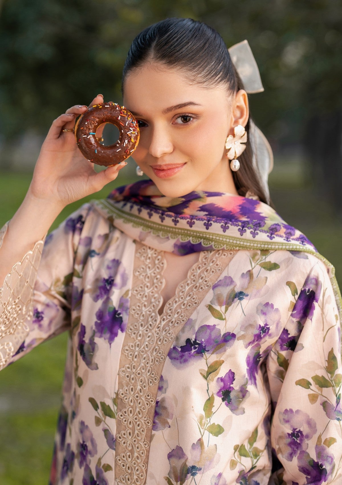 Floral Lawn Chikankari Digital Printed Dres