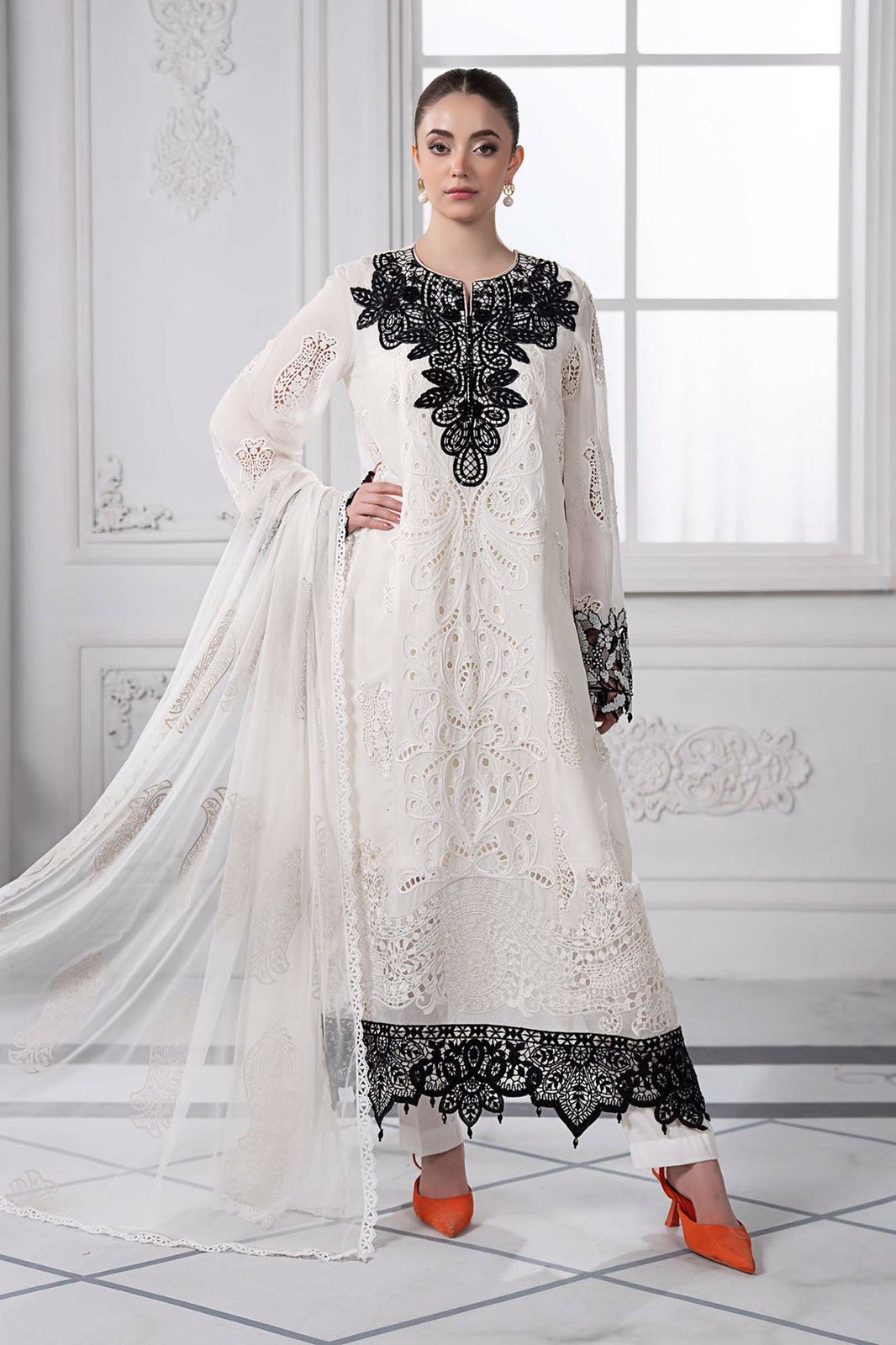 Maria b white chikan replica Dre’s - Kapra Collection