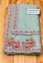 Suhaila – Sage Rose Embroidered Silk Suit