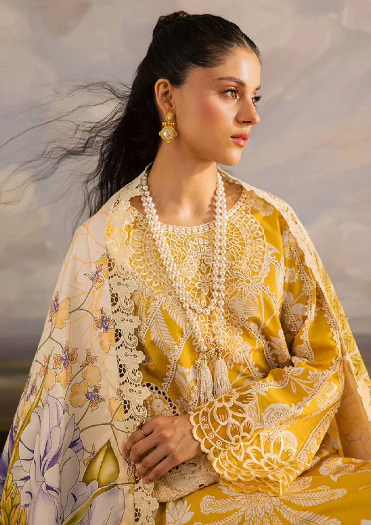 03-Piece Printed Lawn Suit - Unstitched - Kapra Collection