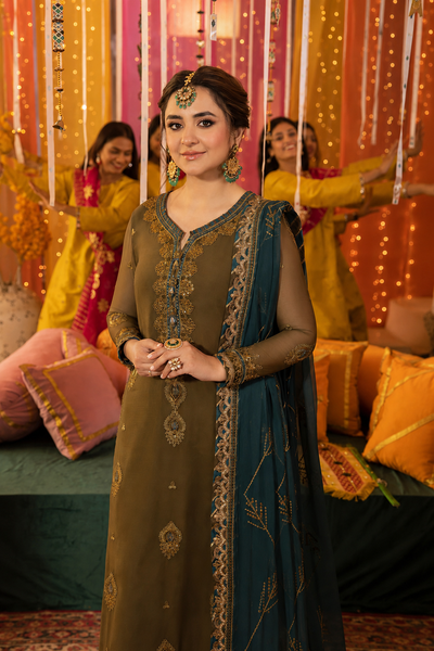 Ravina – Sequins Embroidered Chiffon 3 Piece Suit | Unstitched