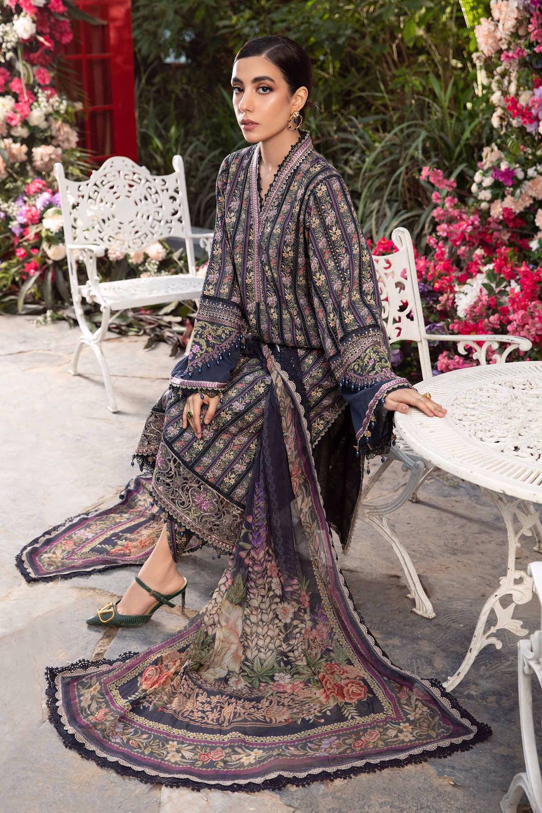 Lawn summer collection 3 piece unstitched digital printed suit - Kapra Collection