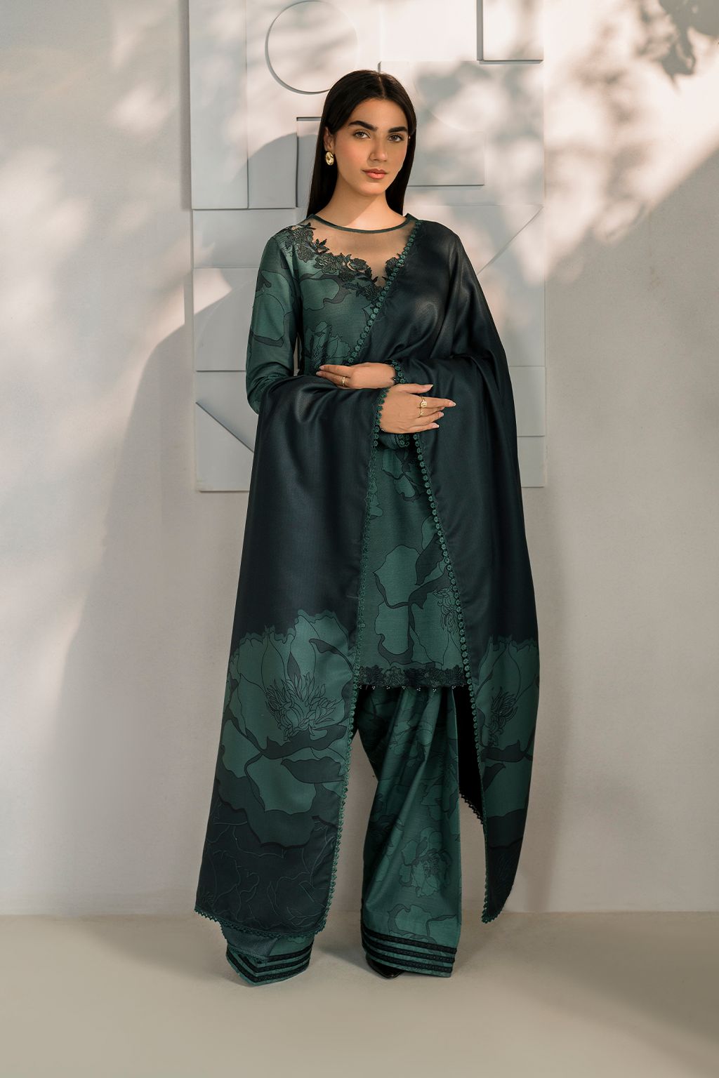 Green Lawn 3Piece Digital Printed Unstitched Dress