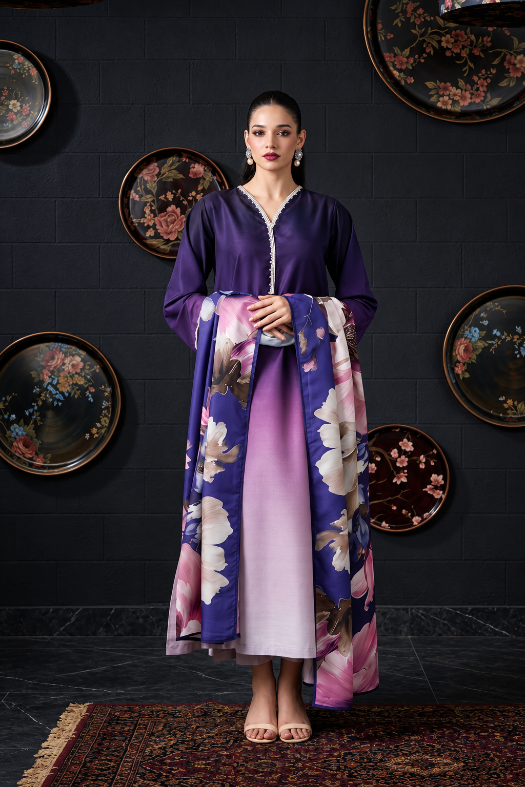 Aizel – Violet Bloom Shamoze Silk Suit
