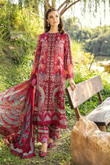 M print mehroon lawn unstitched
