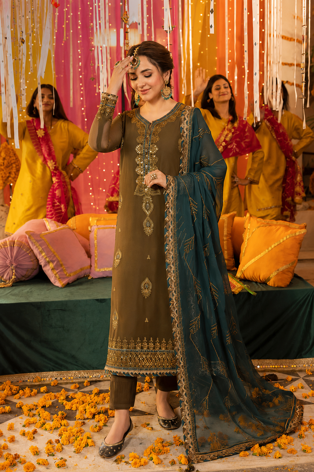 Ravina – Sequins Embroidered Chiffon 3 Piece Suit | Unstitched