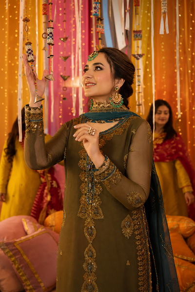 Ravina – Sequins Embroidered Chiffon 3 Piece Suit | Unstitched