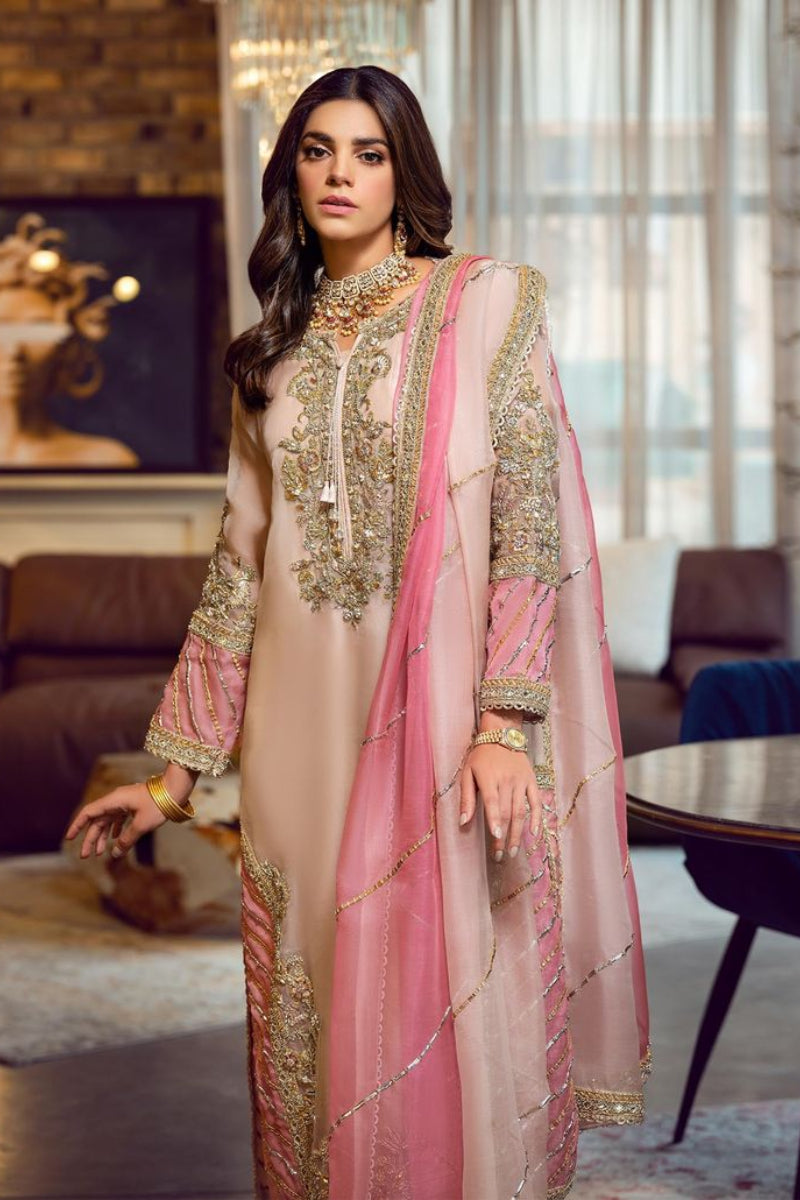 Sareen organza Embroidered unstitched Dress - Kapra Collection
