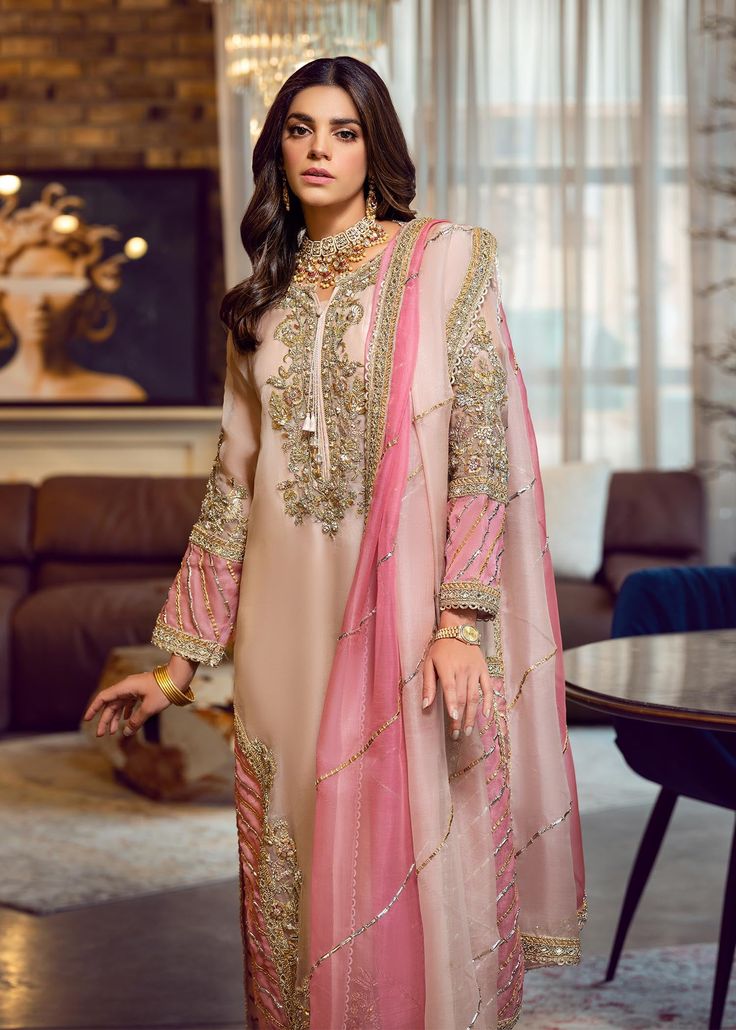 Sareen organza Embroidered unstitched Dress