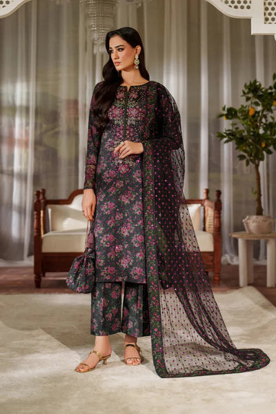 03-Piece Printed Lawn Suit - Unstitched - Kapra Collection