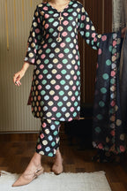 03-Piece Printed Silk Suit | Unstitched - Kapra Collection
