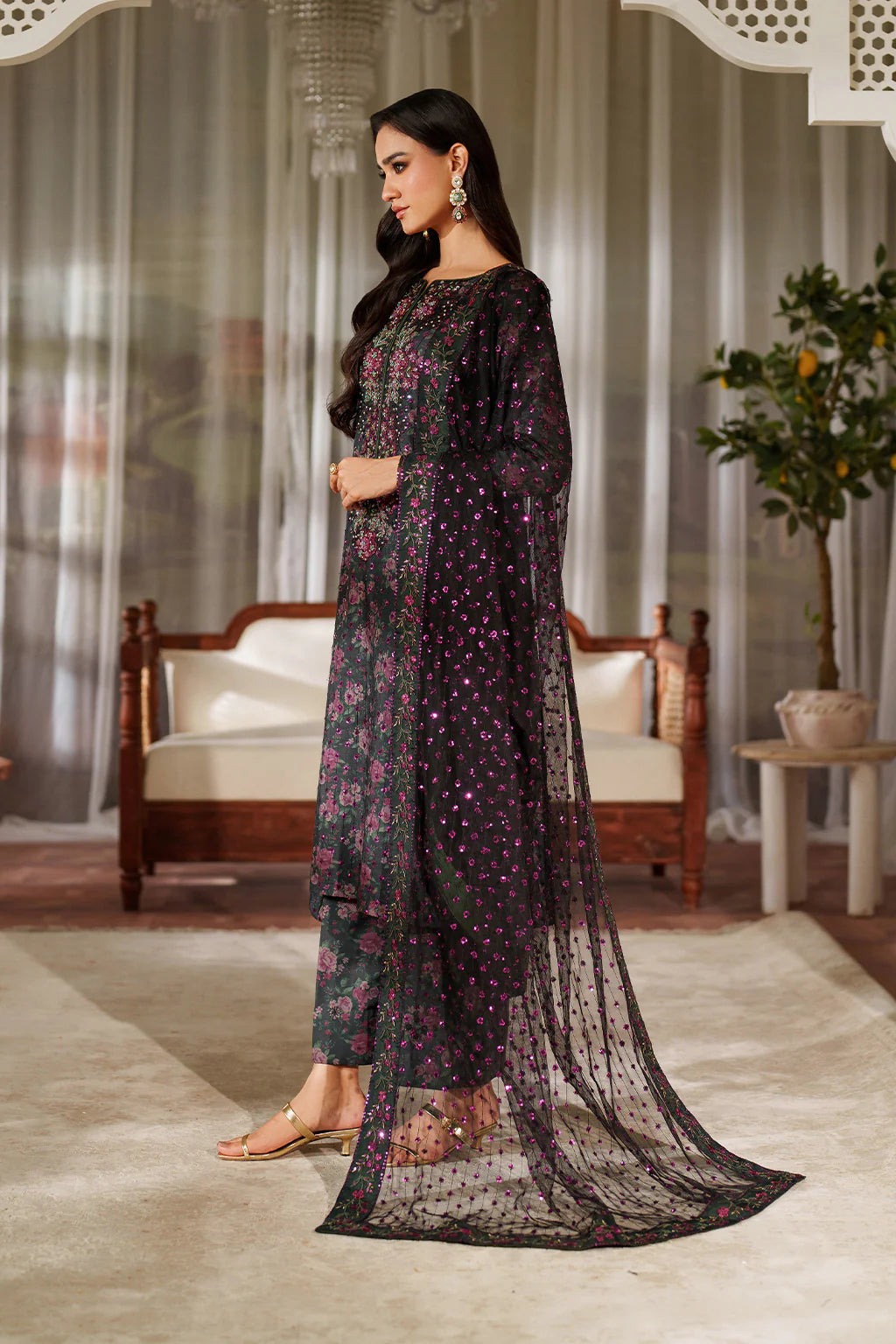 03-Piece Printed Lawn Suit - Unstitched - Kapra Collection