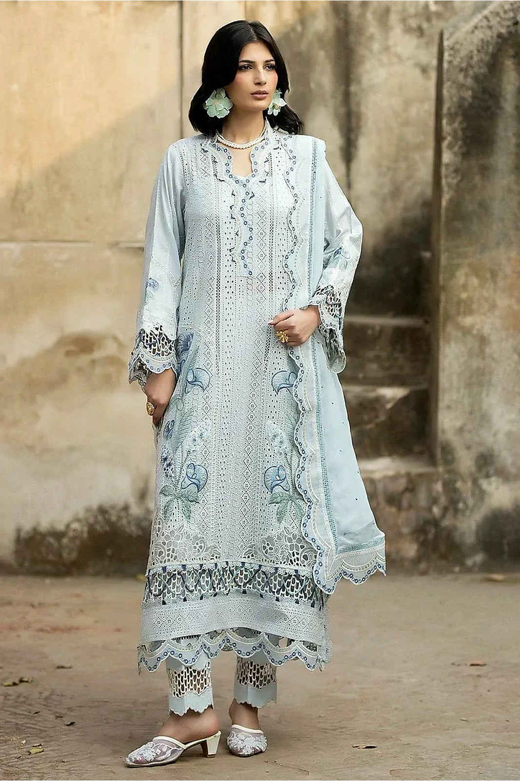 Arisha – Haris Shakeel Inspired Ice Blue Chiffon Suit