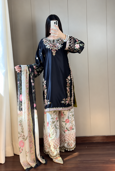 Ethnic – Black Premium Silk Embroidered Suit