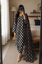 Rania – Midnight Confetti Shamoze Silk Suit