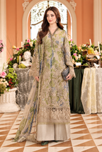 Arezoo – Taupe Bloom Embroidered Chiffon Suit