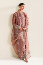 Roshaneh – Thread & Sequin Embroidered Cotton Silk 3 Piece Suit | Unstitched