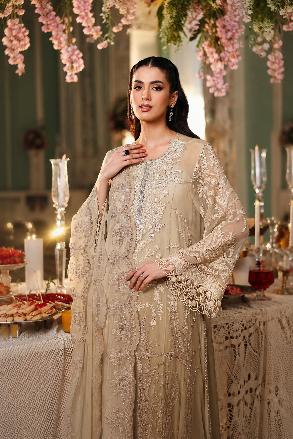 Sabeen – Maria.B Inspired Embroidered Chiffon 3 Piece Suit | Unstitched