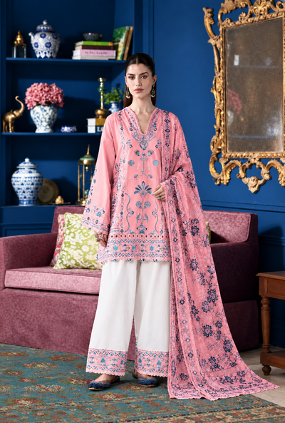 Aroosha – Blush Bloom Embroidered Lawn Suit - Kapra Collection