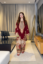 Shazmeen – Ethnic Inspired Maroon Silk 2 Piece Suit