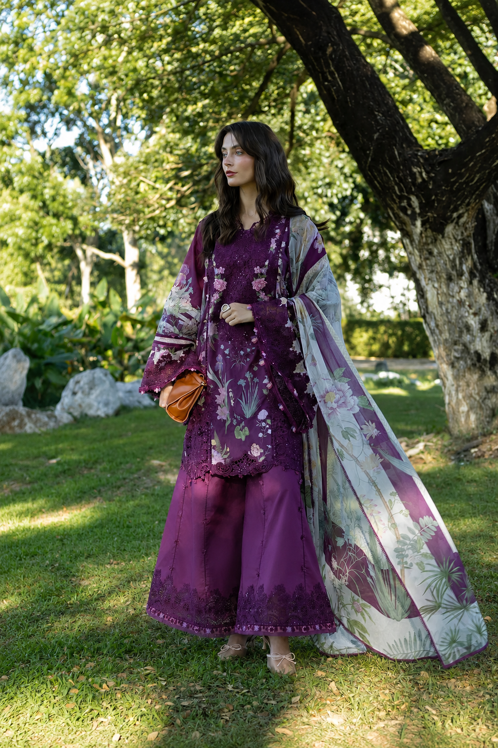 Maheen – Elaaf Inspired Plum Lawn Suit