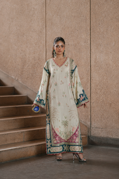 Nimra – Ethnic Inspired Ivory Raw Silk Suit