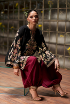 Sareeya – Noir Maroon Embroidered Silk Suit